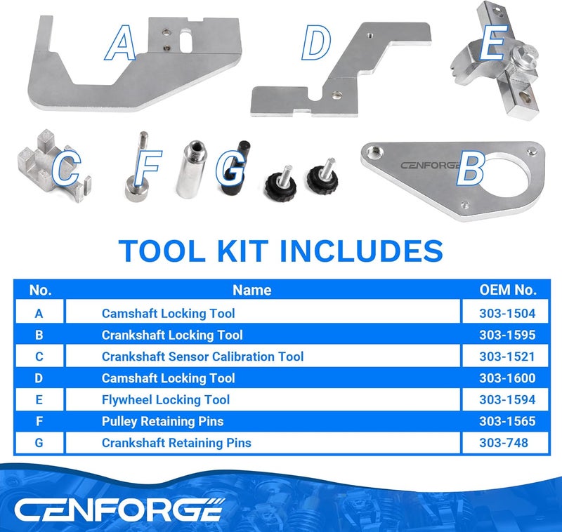 CENFORGE Store Engine Camshaft Timing Locking Tool Kit, Compatible with Jaguar Land Rover Evoque 2.0 Ford Focus 2.0 Ecoboost Ti-VCT Ford Mondeo, Replace 303-1565 303-748 - Image 3